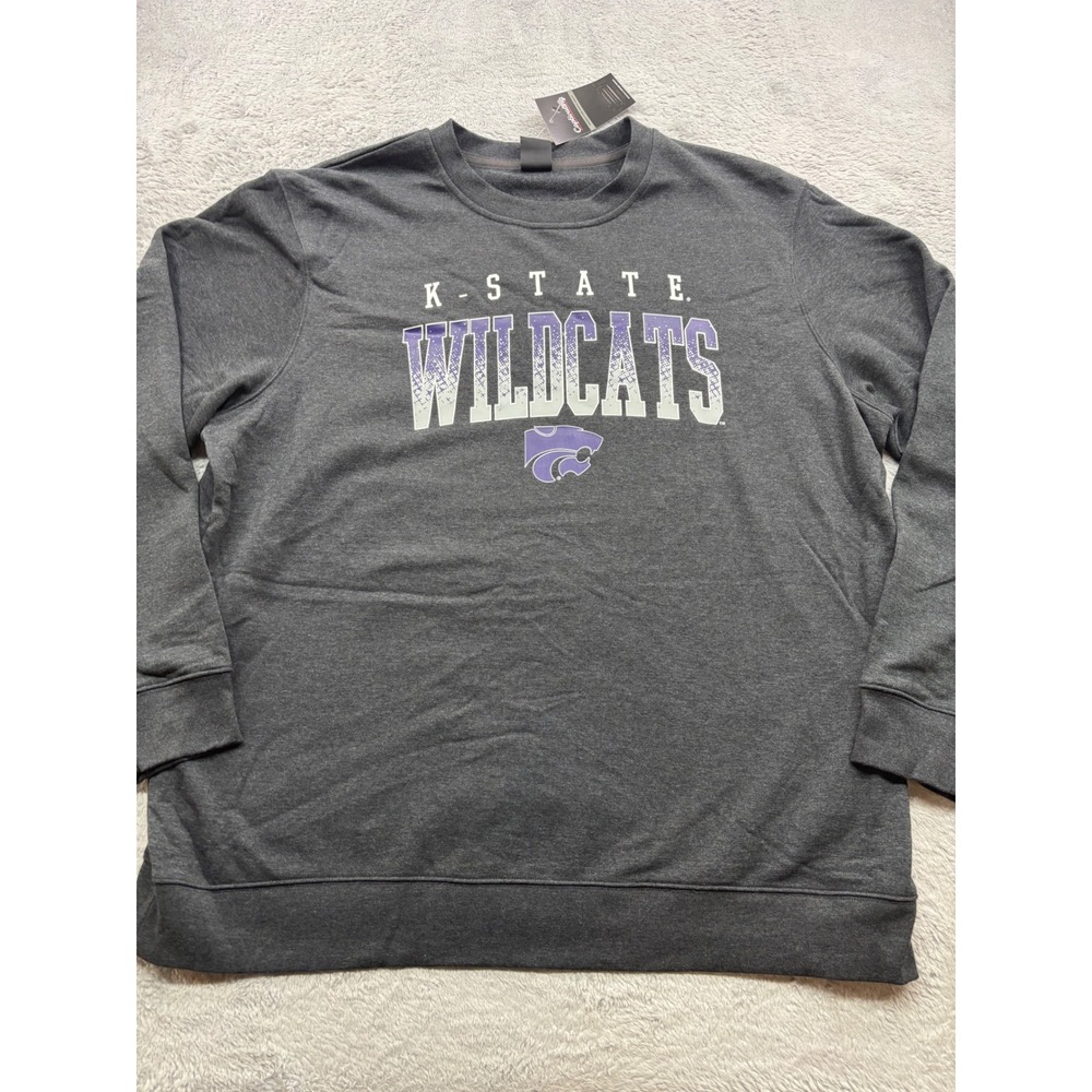 Mens Kansas State Wildcats K-State Crewneck Sweatshirt Gray 2XL NWT